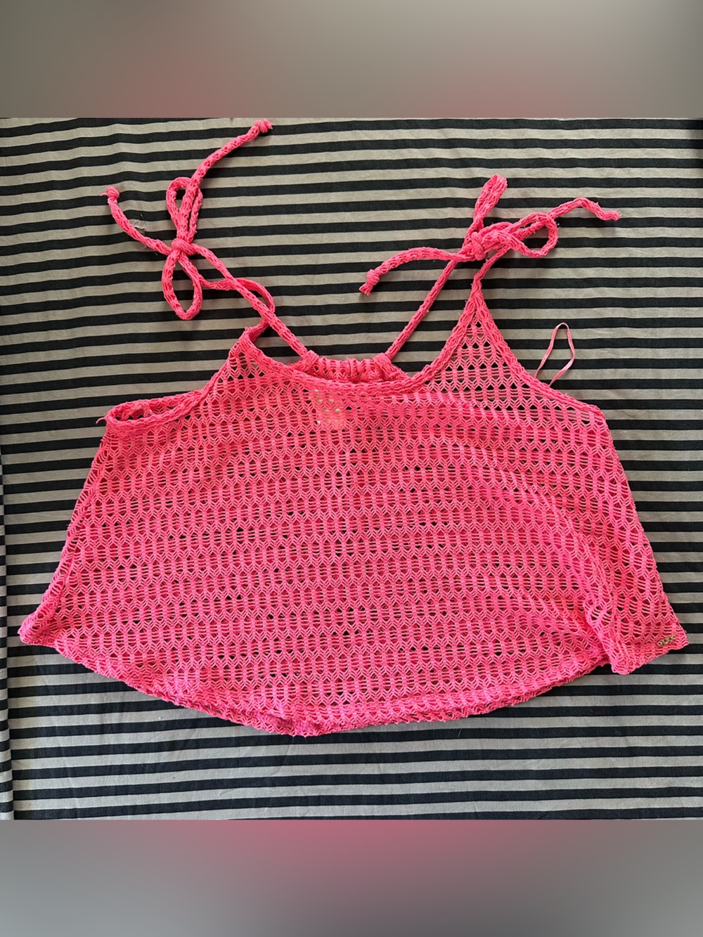 Roxy Hot Pink Crochet Beach Cover-Up Top